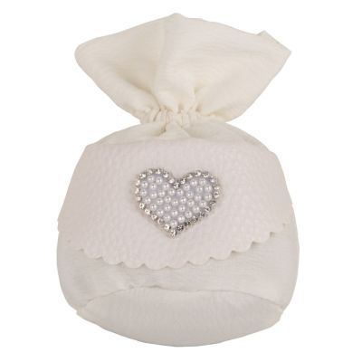 PERLE Sacchetto Portaconfetti BIANCO con cuore 10 cm BOMBONIERA
