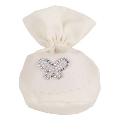 PERLE Sacchetto Portaconfetti BIANCO con FARFALLA 10 cm BOMBONIERA
