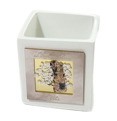 Vaso Vasetto Portapiantine KLIMT 6x6x6 cm BOMBONIERA made in italy