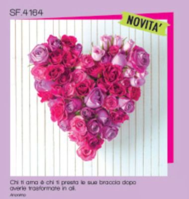 ARMONY biglietto auguri quadrato cuore con fiori