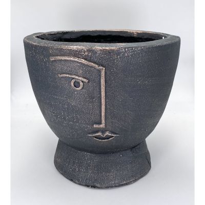 Vaso portapiante vetroresina FACCIA viso Picasso PETROLIO 28x28x25 cm