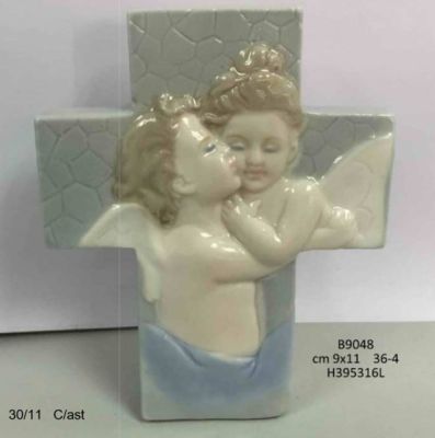 Croce Angeli porcellana scatola regalo kharma BOMBONIERA COMUNIONE NASCI
