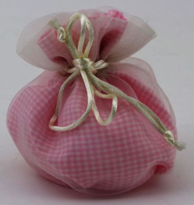 Fata Pierina sacchetto a quadri rosa per bomboniera