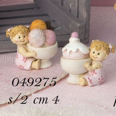 CREMINO baby pasticcioni rosa in resina bomboniera bambino nascita