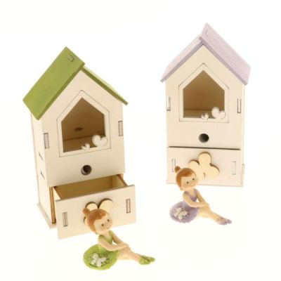 Ballerina in casa casetta legno con temperino bomboniera