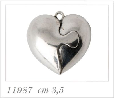 Ciondolo Cuore Puzzle metallo decorazione bomboniera zama