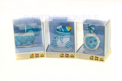 SOFT Soggetto nascita celeste bambino in fimo bomboniera