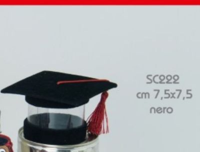 Scatolina Cappello Tocco Laurea Nero portaconfetti porta confetti PVC t