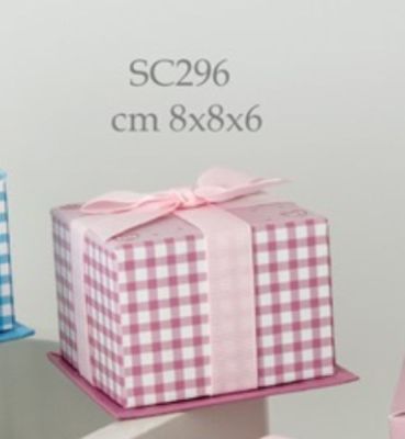 Scatola Box Baby Rosa Portaconfetti quadro quadretti BOMBONIERA NASCITA