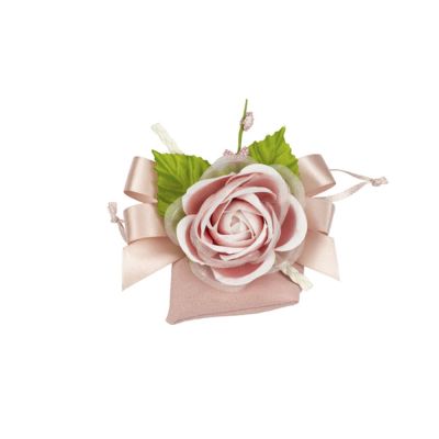 Sacchetto portaconfetti con BOCCIOLO ROSA ANTICO 6x6 cm BOMBONIERA