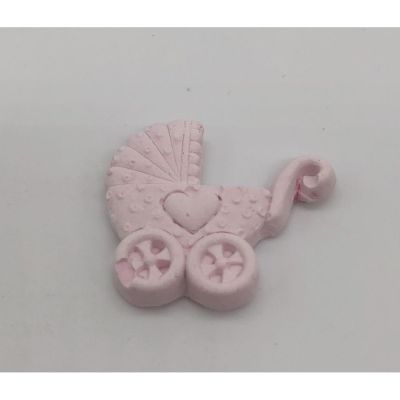 Gessetto PASSEGGINO ROSA 2x2.5 cm DECORAZIONE BOMBONIERA