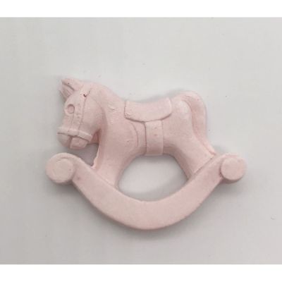 Gessetto CAVALLO A DONDOLO ROSA 3x2 cm DECORAZIONE BOMBONIERA