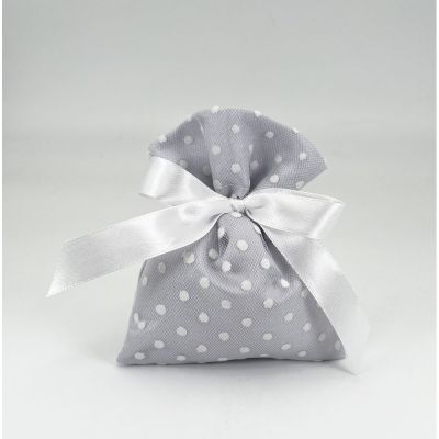 Sacchetto Portaconfetti A POIS colore ARGENTO 10x14 cm BOMBONIERA