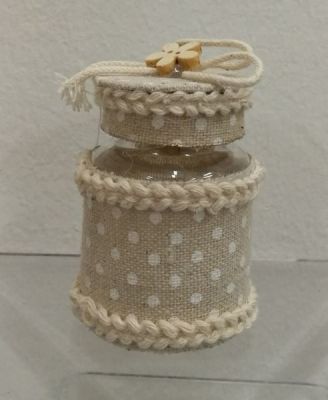 Bottiglia pois portaconfetti SHABBY CHIC ecru bomboniera