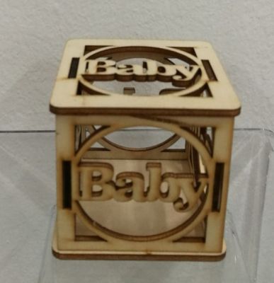 Scatola portaconfetti legno con SCRITTA BABY bomboniera