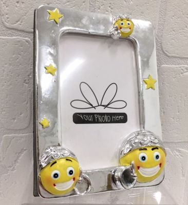 Cornice Portafoto silver Emoticon Emoji con Tamburello