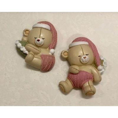 1 PZ Calamita magnete resina ORSO ORSETTO ROSA bomboniera bambina