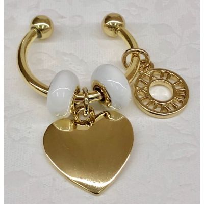 INOKA MILANO Portachiavi anello acciaio CUORE ORO bomboniera