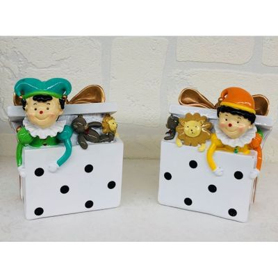 1 PZ JOKER Giullare salvadanaio in resina 9.5x9.5x13 cm
