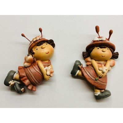 1 PZ Calamita resina APE bambina ROSA 4x7 cm BOMBONIERA