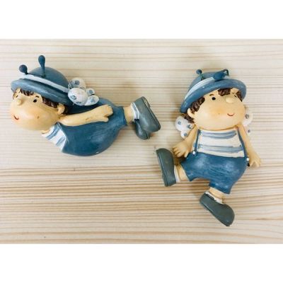1 PZ Calamita resina APE bambino azzurro 4x7 cm BOMBONIERA