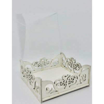 Scatola Legno portaconfetti coperchio plexiglass 8.5x8.5x3.5 cm