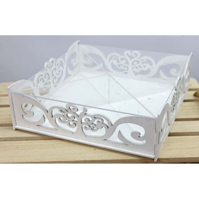 Scatola Portaconfetti legno e plexiglass con scomparti 17x17x5 cm