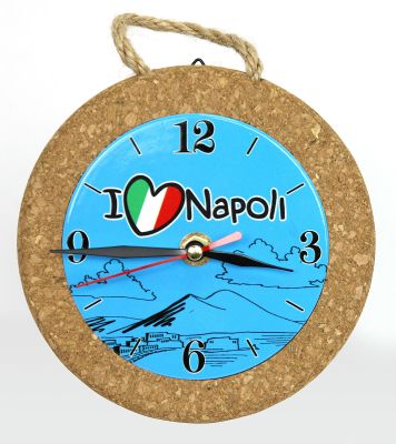 Orologio in ceramica e sughero design NAPOLI 14.6 cm BOMBONIERA