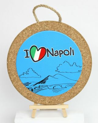 Sottopentola in ceramica e sughero decorazione NAPOLI 19.3 cm BOMBONIERA