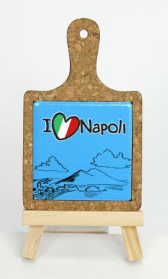 Calamita forma di TAGLIERE in ceramica design NAPOLI 7X11cm BOMBONIERA