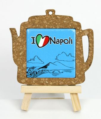 Calamita CAFFETTIERA ceramica e sughero design NAPOLI bomboniera