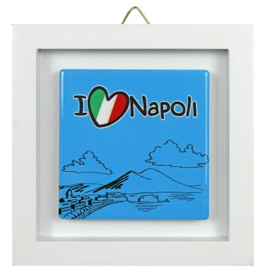 Quadro in mdf e ceramica decorazione NAPOLI 15x2x15 cm BOMBONIERA