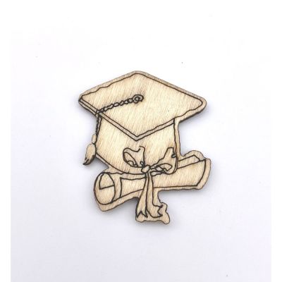 10 PZ TOCCO LAUREA in legno 3.5 cm decorazione BOMBONIERA