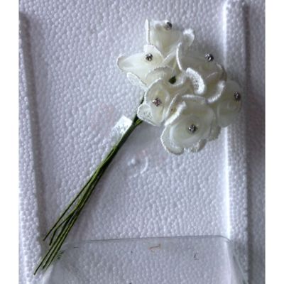 Rosa Rosellina Bocciolo Bianco Macrame decorazione bomboniera matrimonio