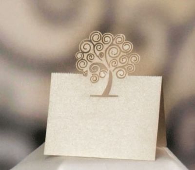 Bigliettino Carta con albero della vita segnaposto tavolo matrimonio