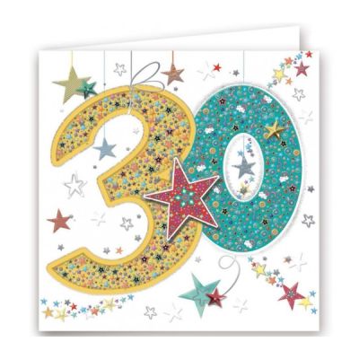 BOUTIQUE Biglietto auguri compleanno 30 ANNI quadrato a rilievo con appl