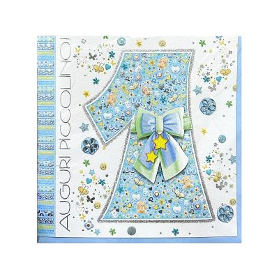 BOUTIQUE Biglietto auguri compleanno 1 ANNO BAMBINO quadrato a rilievo c