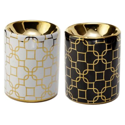 1 PZ Brucia Essenza con forme geometriche dorate 8.5x6 cm BOMBONIERA
