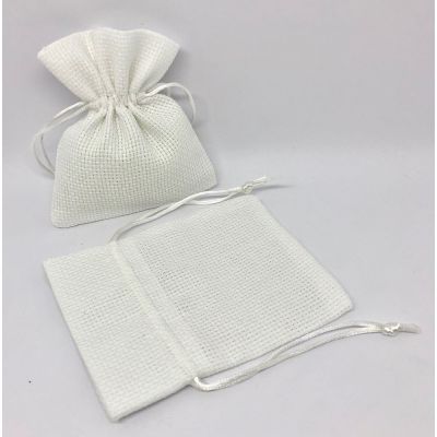 Sacchetto portaconfetti TELA BIANCO piatto 12x10 cm BOMBONIERA