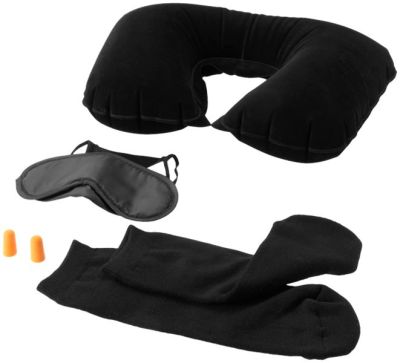 Set Viaggio con cuscino poggiacollo calzini mascherina e tappi per orecc