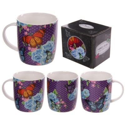 Tazza con Fantasia Floreale e Farfalle