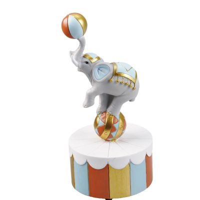 CARILLON Elefante giocoliere celeste in resina 17.5 cm BOMBONIERA