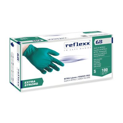 REFLEXX R68 Guanti in nitrile VERDE senza polvere GR 6 - TG S 100 pz