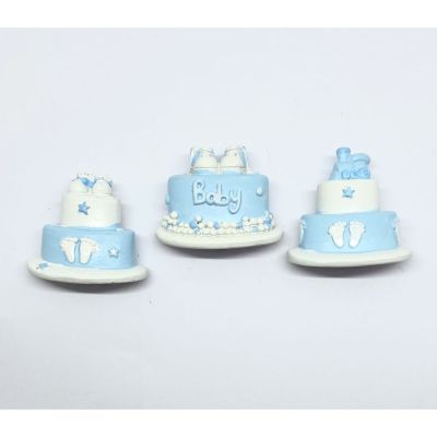 1 PZ Calamita Magnete TORTA BABY bambino CELESTE 4 cm BOMBONIERA