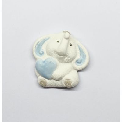 Calamita ELEFANTE Elefantino CELESTE in ceramica biscottata BOMBONIERA
