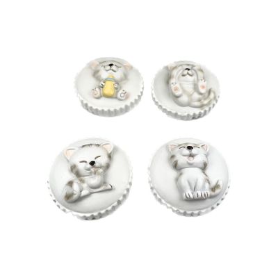 1 PZ Calamita resina rotonda con GATTO GATTINO 4.5 cm BOMBONIERA