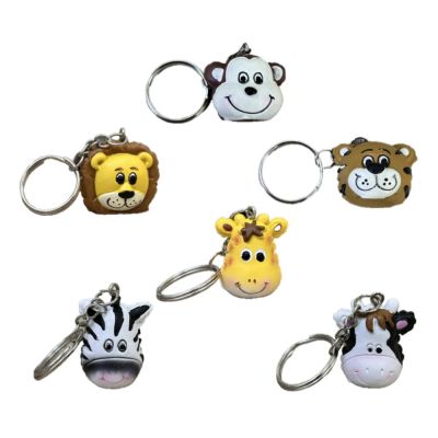 1 PZ Portachiavi Animali della Savana in stile Mylar 3.5 cm BOMBONIERA