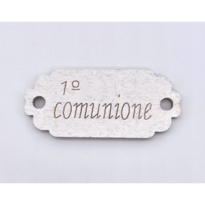Targhetta legno scritta PRIMA COMUNIONE decorazione BOMBONIERA
