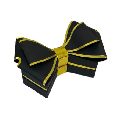 Scatola portaconfetti PAPILLON FIOCCO NERO 12x8.5 cm BOMBONIERA