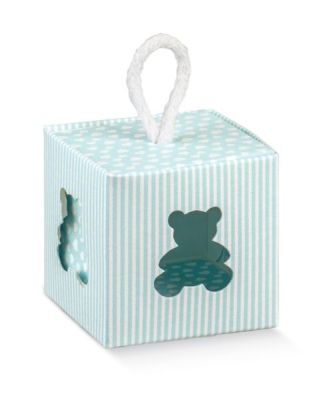 Scatola portaconfetti con Orsetto CELESTE e cordoncino 5x5x5 cm